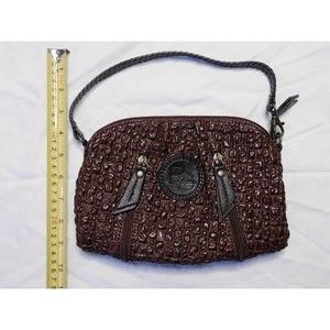 BCBG Brown Leather Brass Hardware Shoulder/Clutch Bag Strap drop 5",10"w x 5.5"h